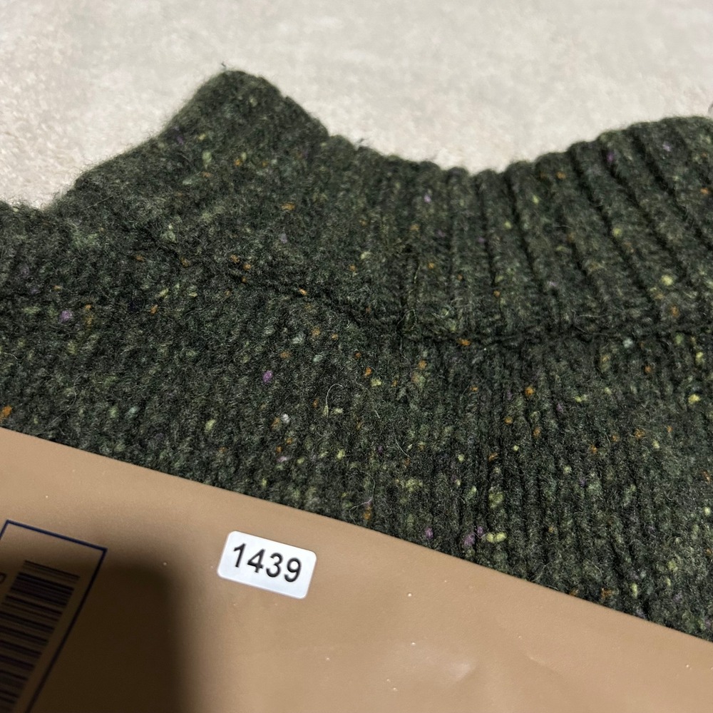 Aran Sweater Market Quarter Zip Mens XXL Green Donegal Tweed Wool Made N Ireland - Picture 10 of 10